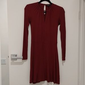 Topshop Long- Sleeve Ribbed Skater Dress